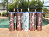 Personalized Tumbler with Straw, 20 oz custom tumbler, bridesmaid cups, bachelorette party cups, Destination Pineapple