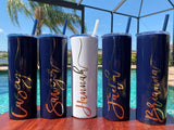 Personalized Tumbler with Straw, 20 oz custom tumbler, bridesmaid cups, bachelorette party cups, Destination Pineapple