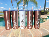 Personalized Tumbler with Straw, 20 oz custom tumbler, bridesmaid cups, bachelorette party cups, Destination Pineapple
