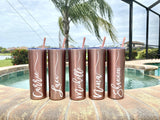 Personalized Tumbler with Straw, 20 oz custom tumbler, bridesmaid cups, bachelorette party cups, Destination Pineapple