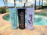 Personalized Tumbler with Straw, 20 oz custom tumbler, bridesmaid cups, bachelorette party cups, Destination Pineapple