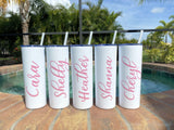 Personalized Tumbler with Straw, 20 oz custom tumbler, bridesmaid cups, bachelorette party cups, Destination Pineapple
