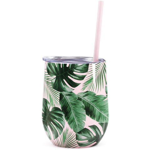 Wine Tumblers, personalized wine tumbler with straw, custom wine cups, Destination Pineapple