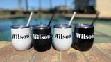 Wine Tumblers, personalized wine tumbler with straw, custom wine cups, Destination Pineapple